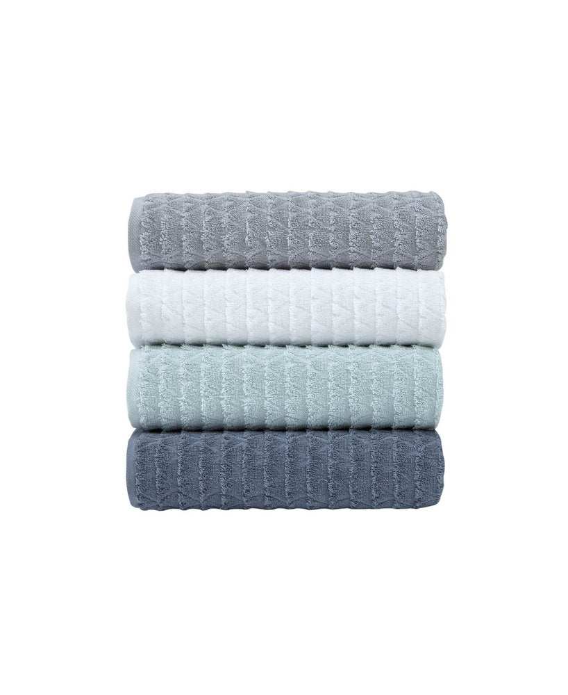 White Geometric Turkish Cotton 27" X 54" Bath Towel — view 12