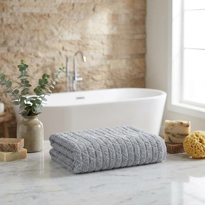 White Geometric Turkish Cotton 27" X 54" Bath Towel HomeRoots