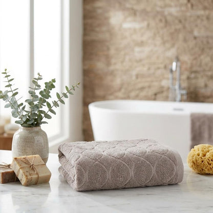 White Jacquard Turkish Cotton 27" X 54" Bath Towel HomeRoots