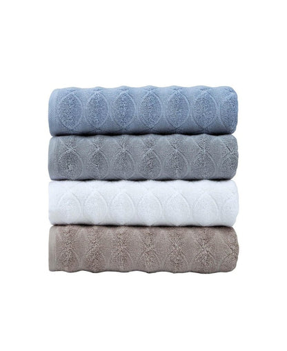 White Jacquard Turkish Cotton 27" X 54" Bath Towel HomeRoots