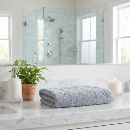 White Jacquard Turkish Cotton 27" X 54" Bath Towel HomeRoots