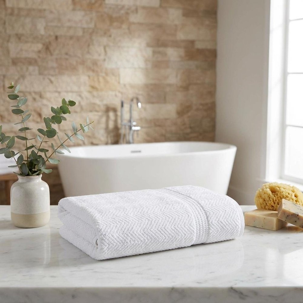 White Chevron Turkish Cotton 40" X 70" Bath Sheet — view 4
