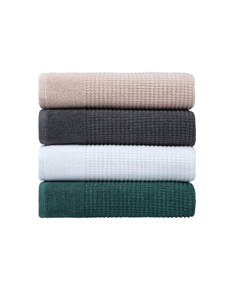 White Turkish Cotton 27" X 54" Checkered Bath Towel HomeRoots