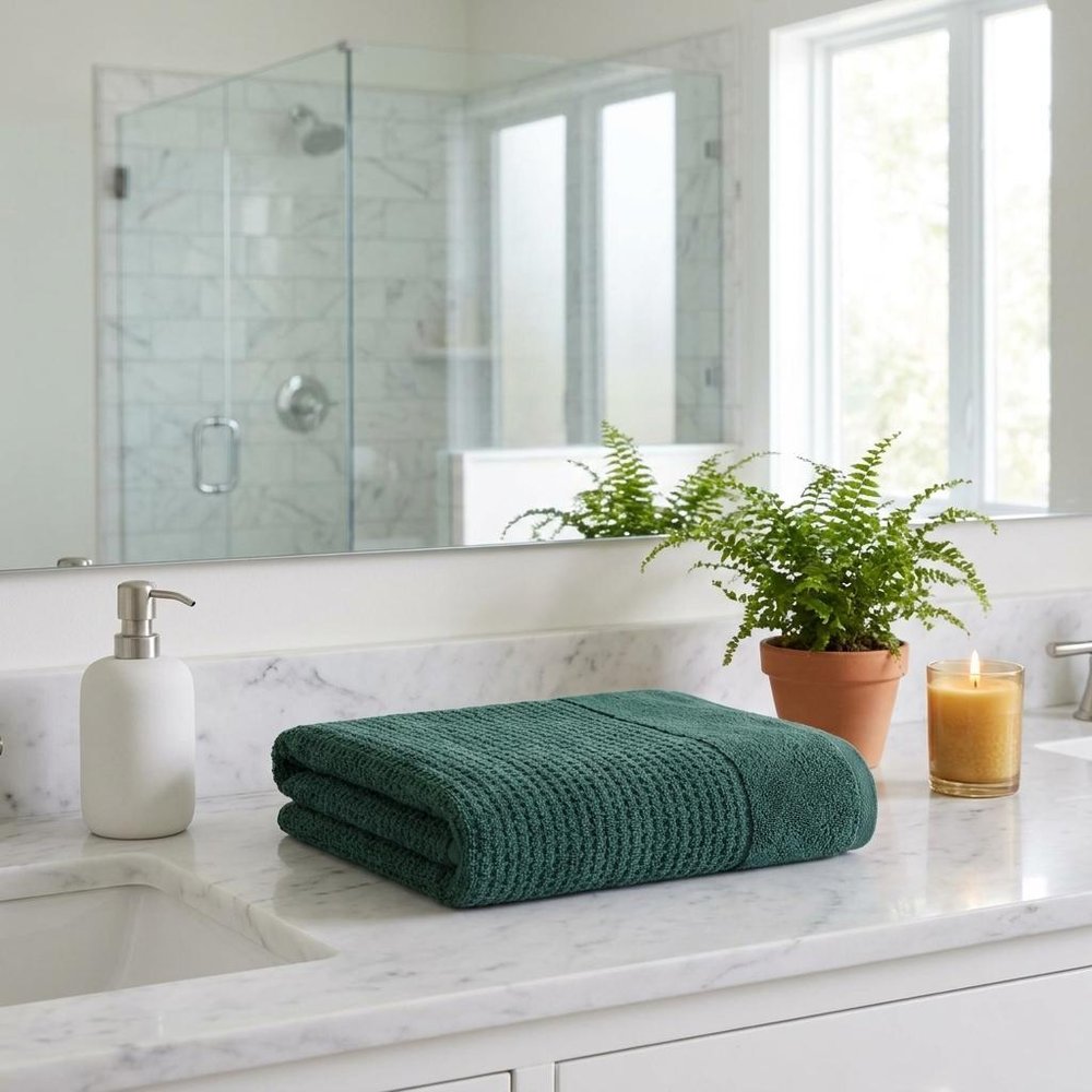 White Turkish Cotton 27" X 54" Checkered Bath Towel — view 9