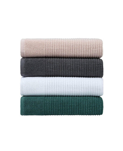 White Turkish Cotton 27" X 54" Checkered Bath Towel HomeRoots