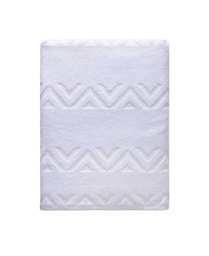 White Jacquard Turkish Cotton 27" X 54" Chevron Bath Towel HomeRoots