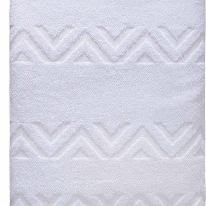 White Jacquard Turkish Cotton 27" X 54" Chevron Bath Towel HomeRoots