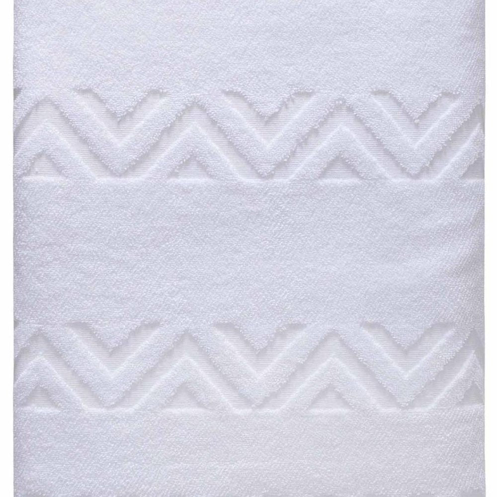 White Jacquard Turkish Cotton 27" X 54" Chevron Bath Towel HomeRoots