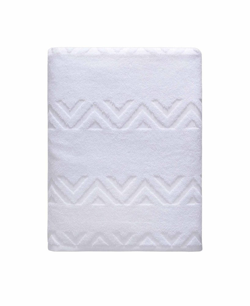 White Jacquard Turkish Cotton 27" X 54" Chevron Bath Towel — view 5