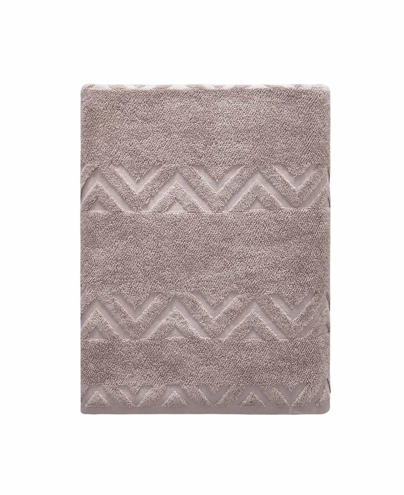 White Jacquard Turkish Cotton 27" X 54" Chevron Bath Towel HomeRoots