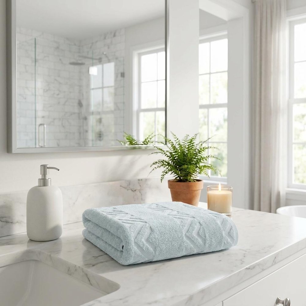 White Jacquard Turkish Cotton 27" X 54" Chevron Bath Towel — view 12