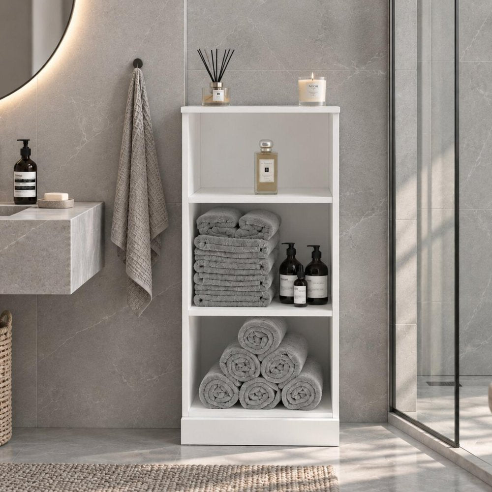 17" White Solid Wood Linen Cabinet — view 1