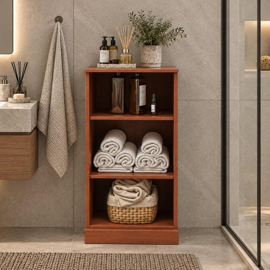 17" Coffee Solid Wood Linen Cabinet