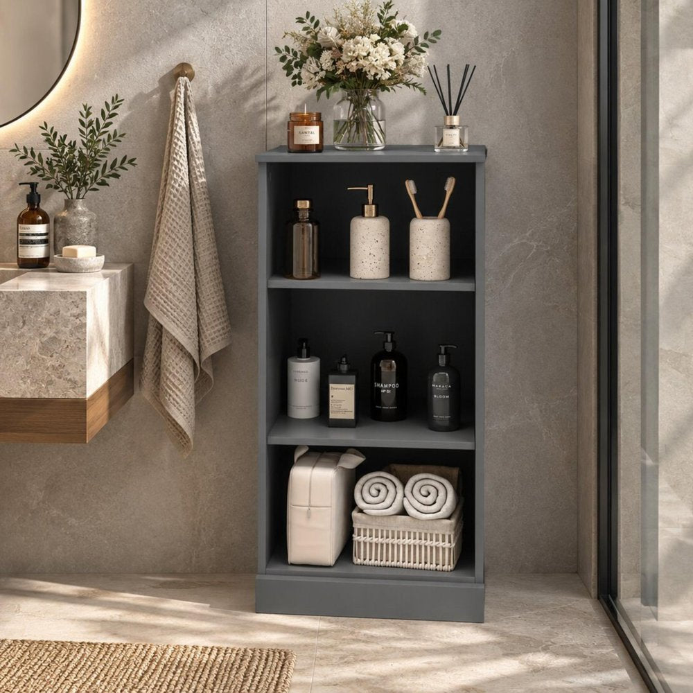 17" Gray Solid Wood Linen Cabinet HomeRoots
