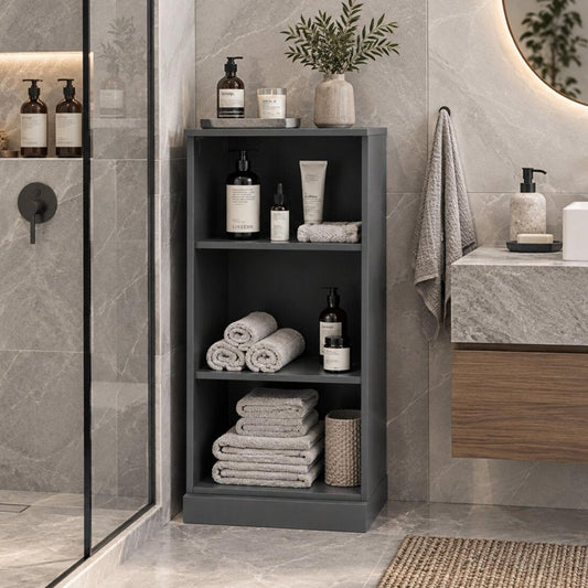 17" Black Solid Wood Linen Cabinet