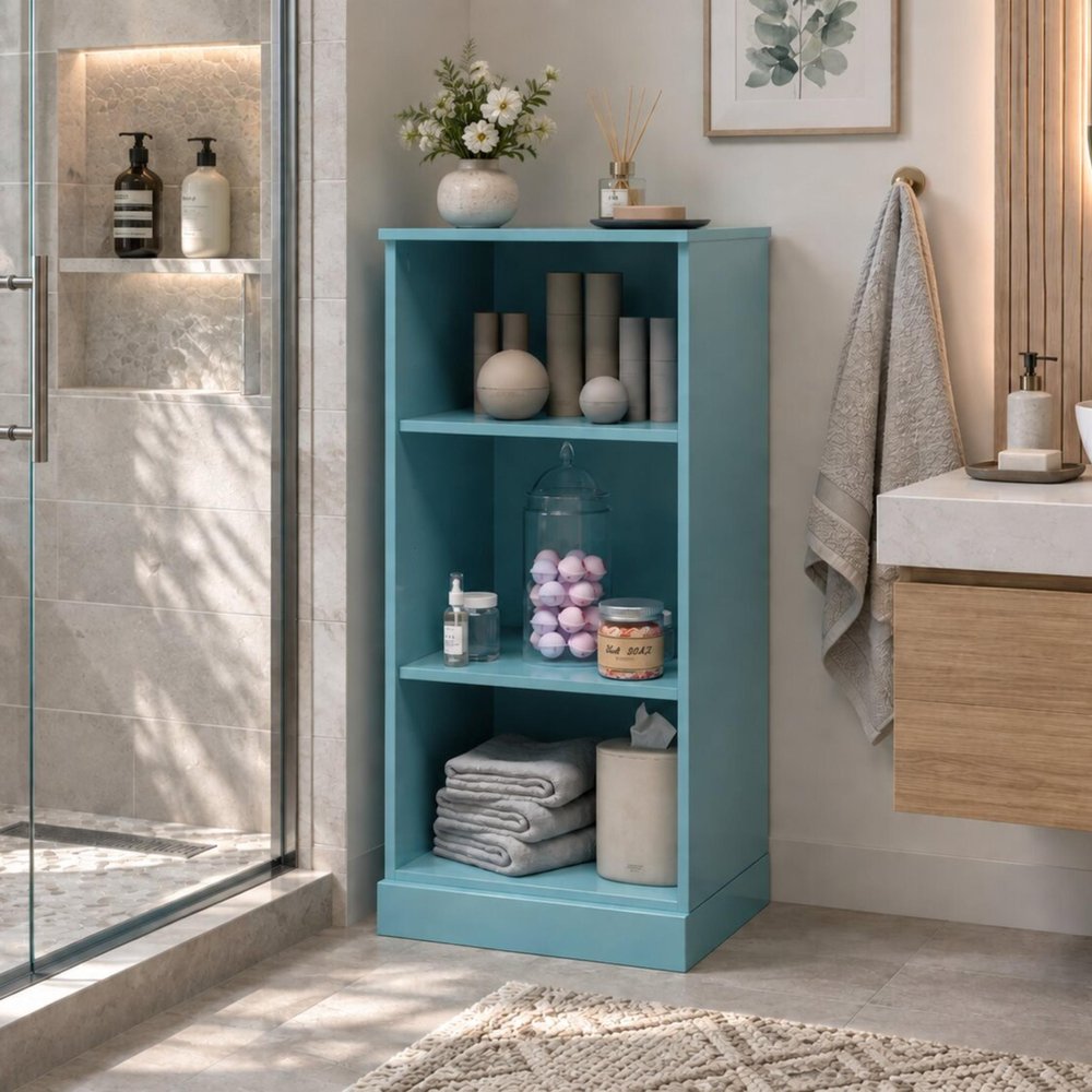 17" Aqua Solid Wood Linen Cabinet HomeRoots
