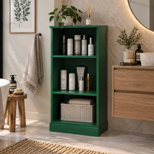 17" Green Solid Wood Linen Cabinet