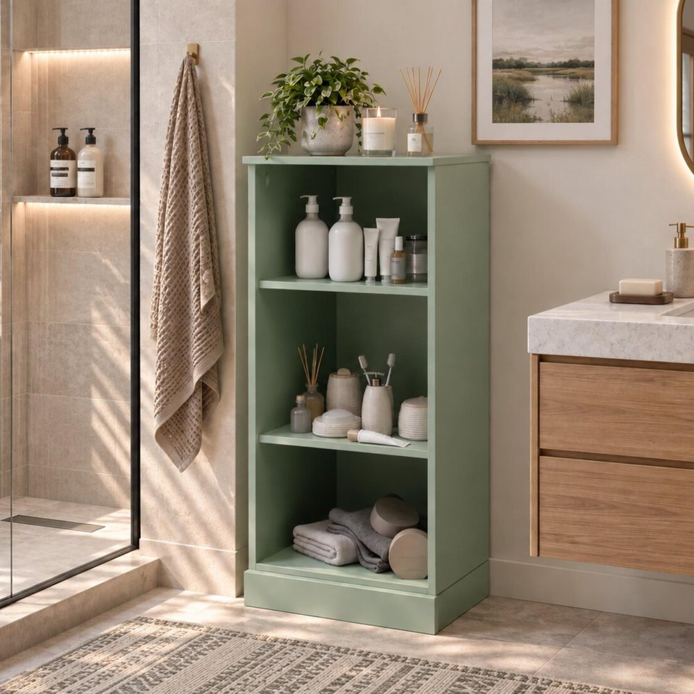 17" Sage Solid Wood Linen Cabinet HomeRoots