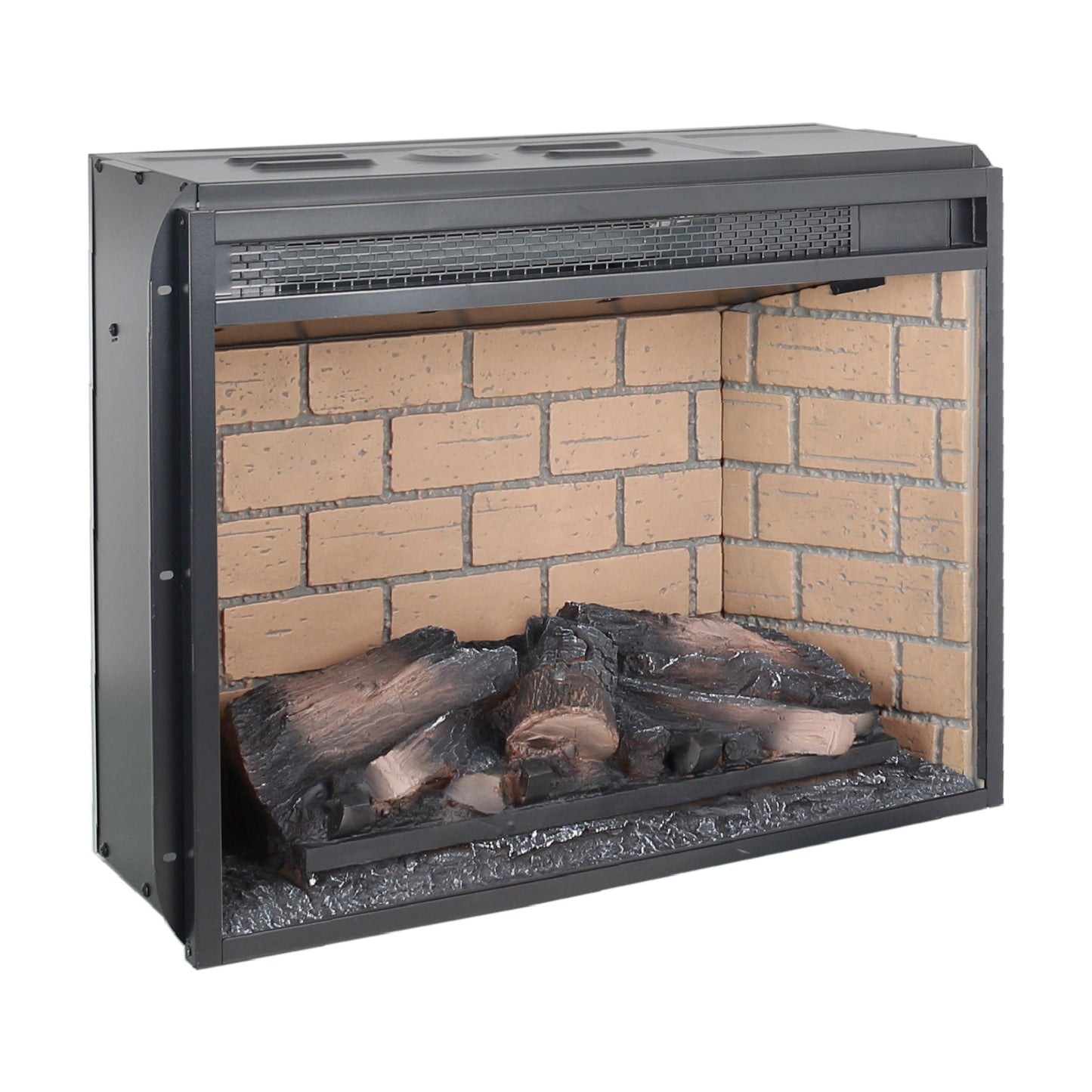 23 inch infrared quartz heater fireplace insert -woodlog version with brick - FurniFindUSA