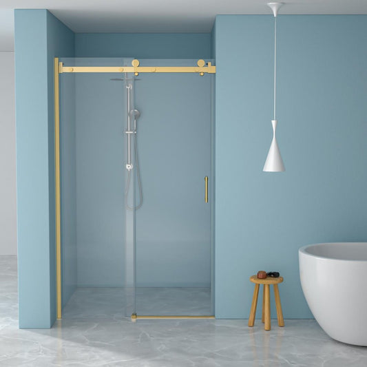 76" X 48" Aluminum And Tempered Glass Shower Door