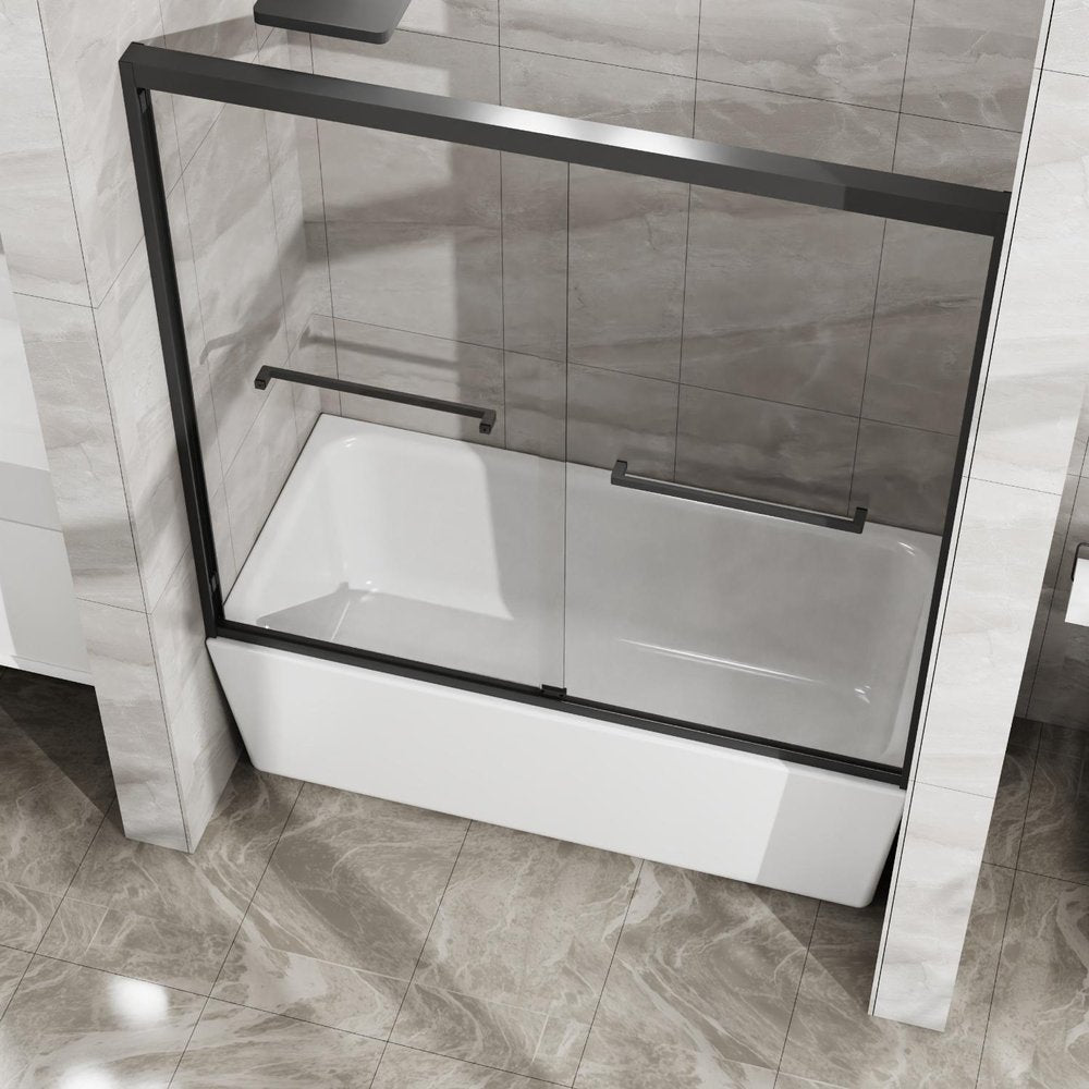 58" X 60" Aluminum And Tempered Glass Tub Door HomeRoots