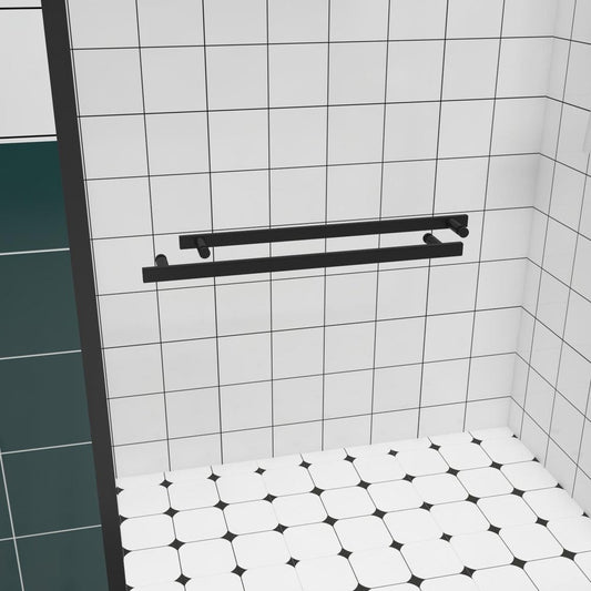 76" X 48" Aluminum And Tempered Glass Shower Door