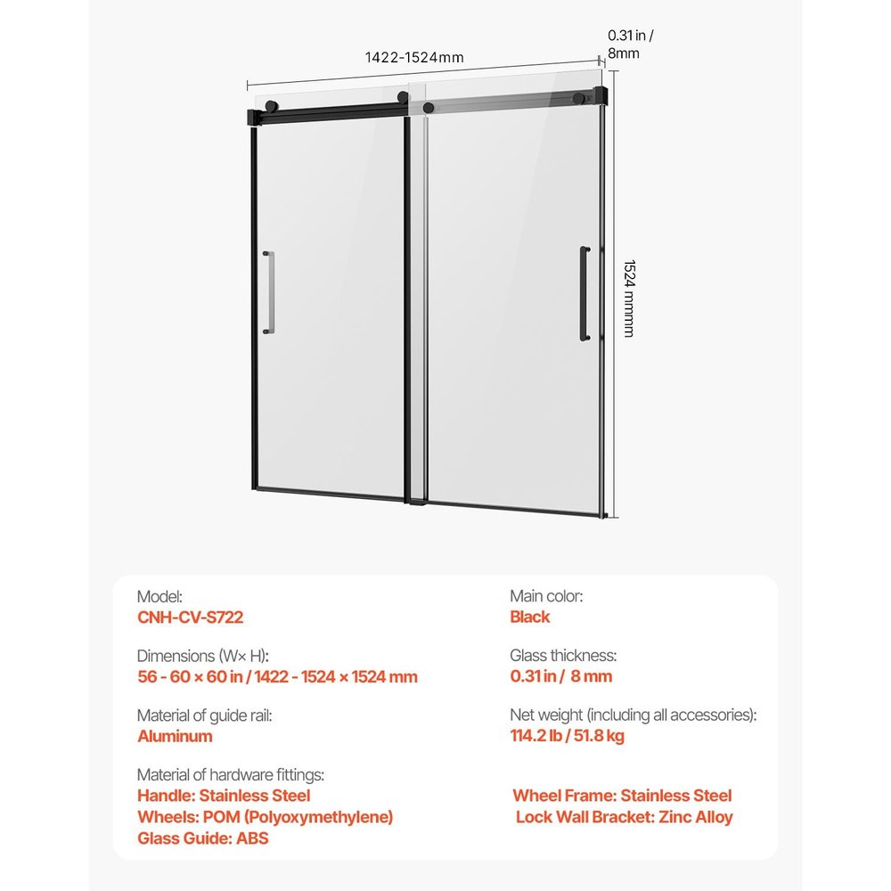 60" X 60" Tempered Glass Tub Door HomeRoots