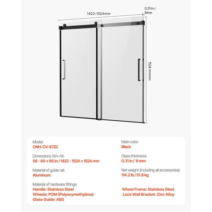 60" X 60" Tempered Glass Tub Door HomeRoots
