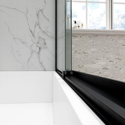 60" X 60" Aluminum And Tempered Glass Tub Door HomeRoots