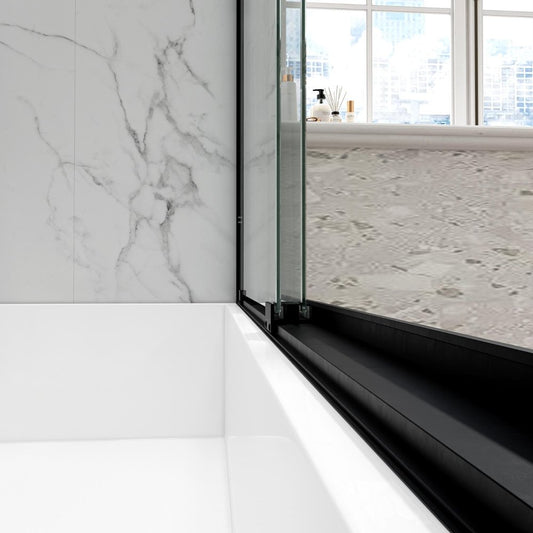 60" X 60" Aluminum And Tempered Glass Tub Door
