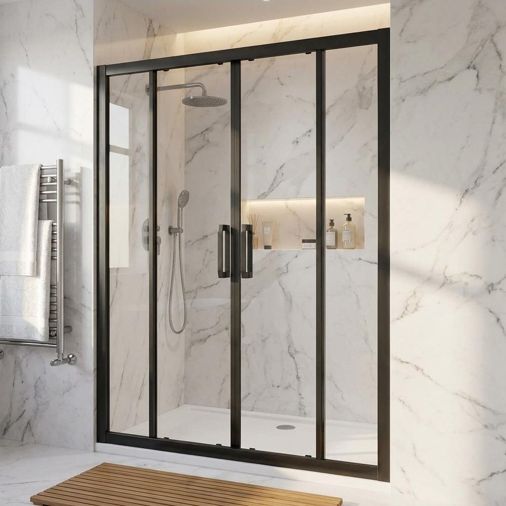 72" X 60" Aluminum And Tempered Glass Shower Door — view 2