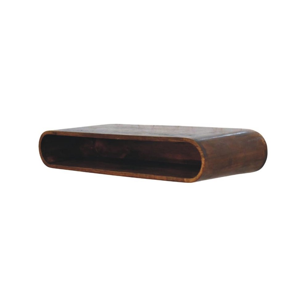 36" Chestnut Solid Wood Floating Wall Mount Console Table With Shelf HomeRoots