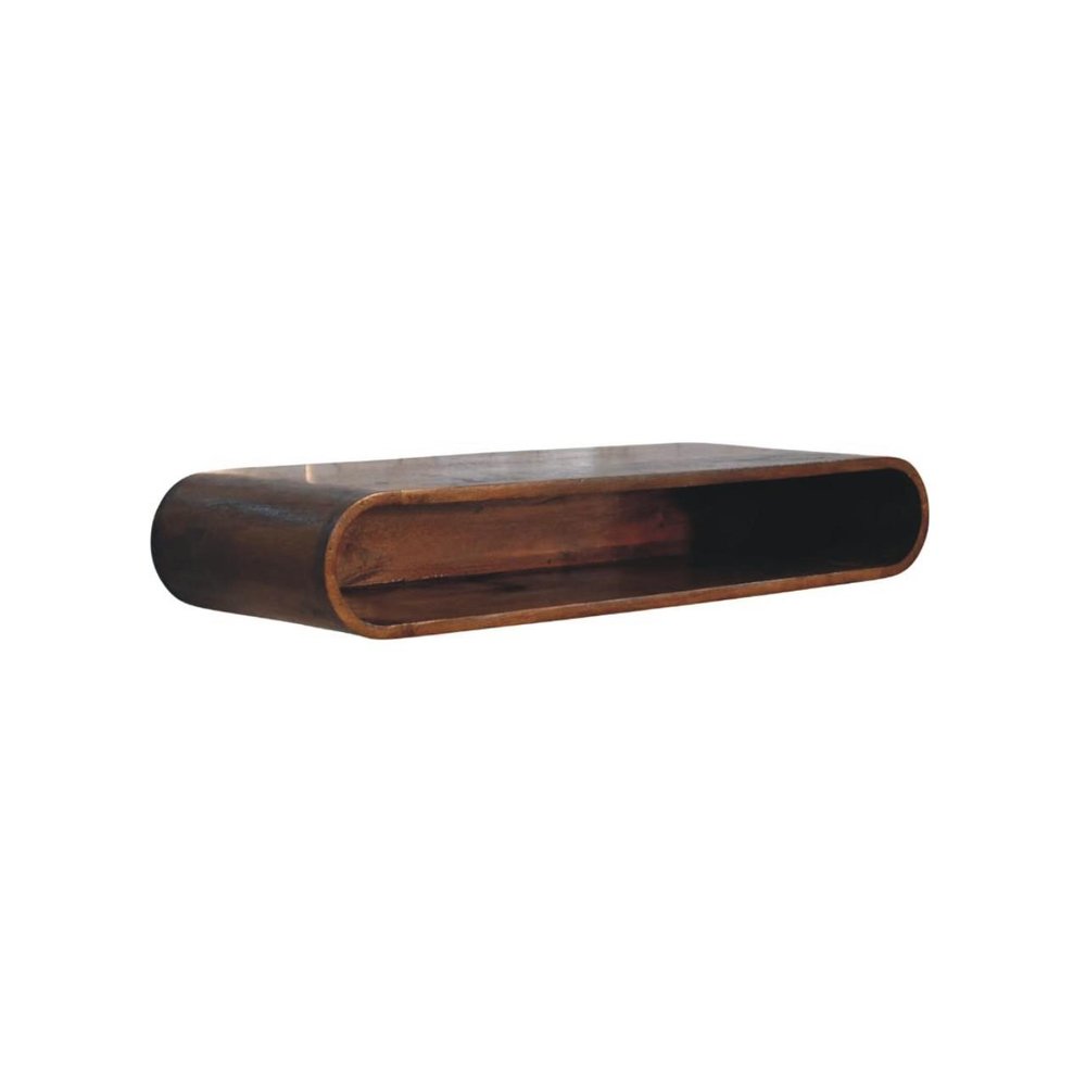 36" Chestnut Solid Wood Floating Wall Mount Console Table With Shelf HomeRoots