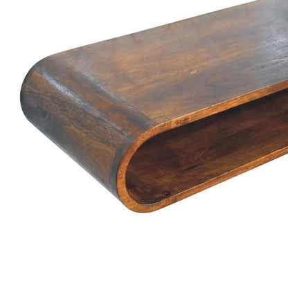 36" Chestnut Solid Wood Floating Wall Mount Console Table With Shelf HomeRoots