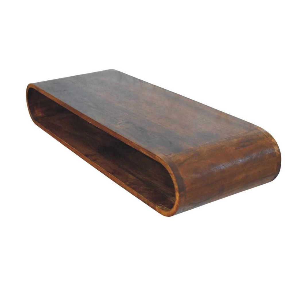 36" Chestnut Solid Wood Floating Wall Mount Console Table With Shelf HomeRoots