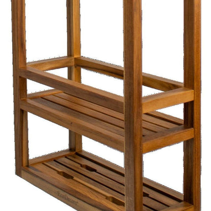 12" Natural Solid Wood Wall Mounted Bathroom Shelves HomeRoots
