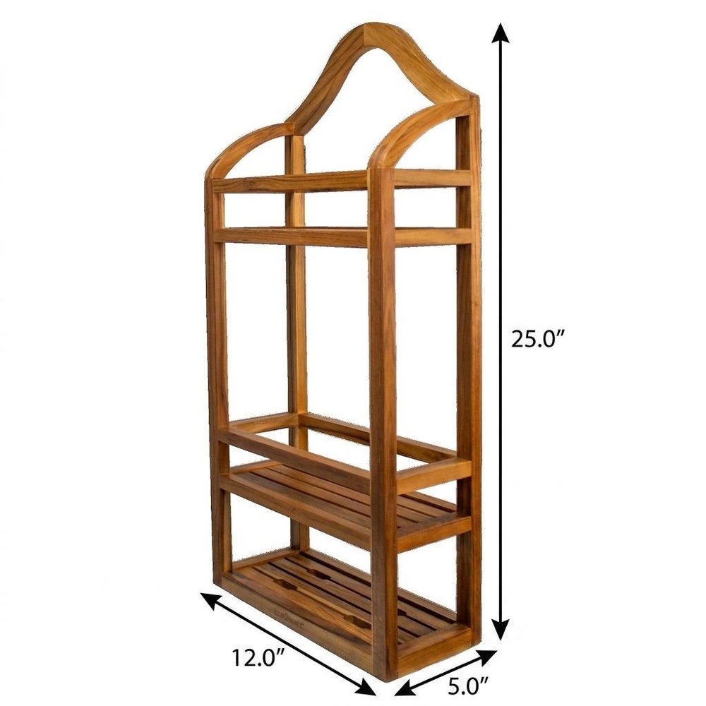 12" Natural Solid Wood Wall Mounted Bathroom Shelves HomeRoots