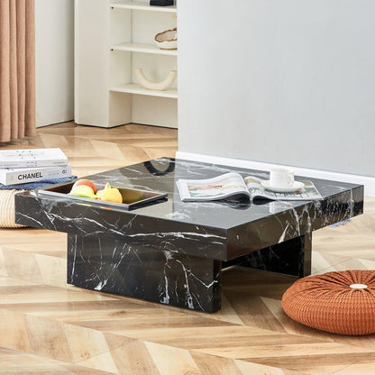 A modern and practical coffee table made of MDF material with black patterns - FurniFindUSA