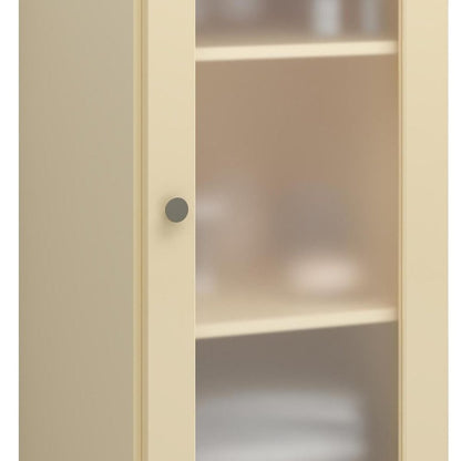 17" Yellow Solid Wood Glass Panel Inlay Single Door Linen Cabinet HomeRoots