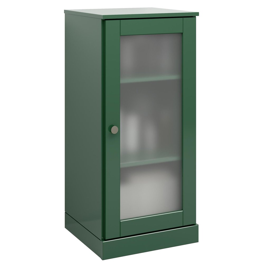 17" Green Solid Wood Glass Panel Inlay Single Door Linen Cabinet — view 1