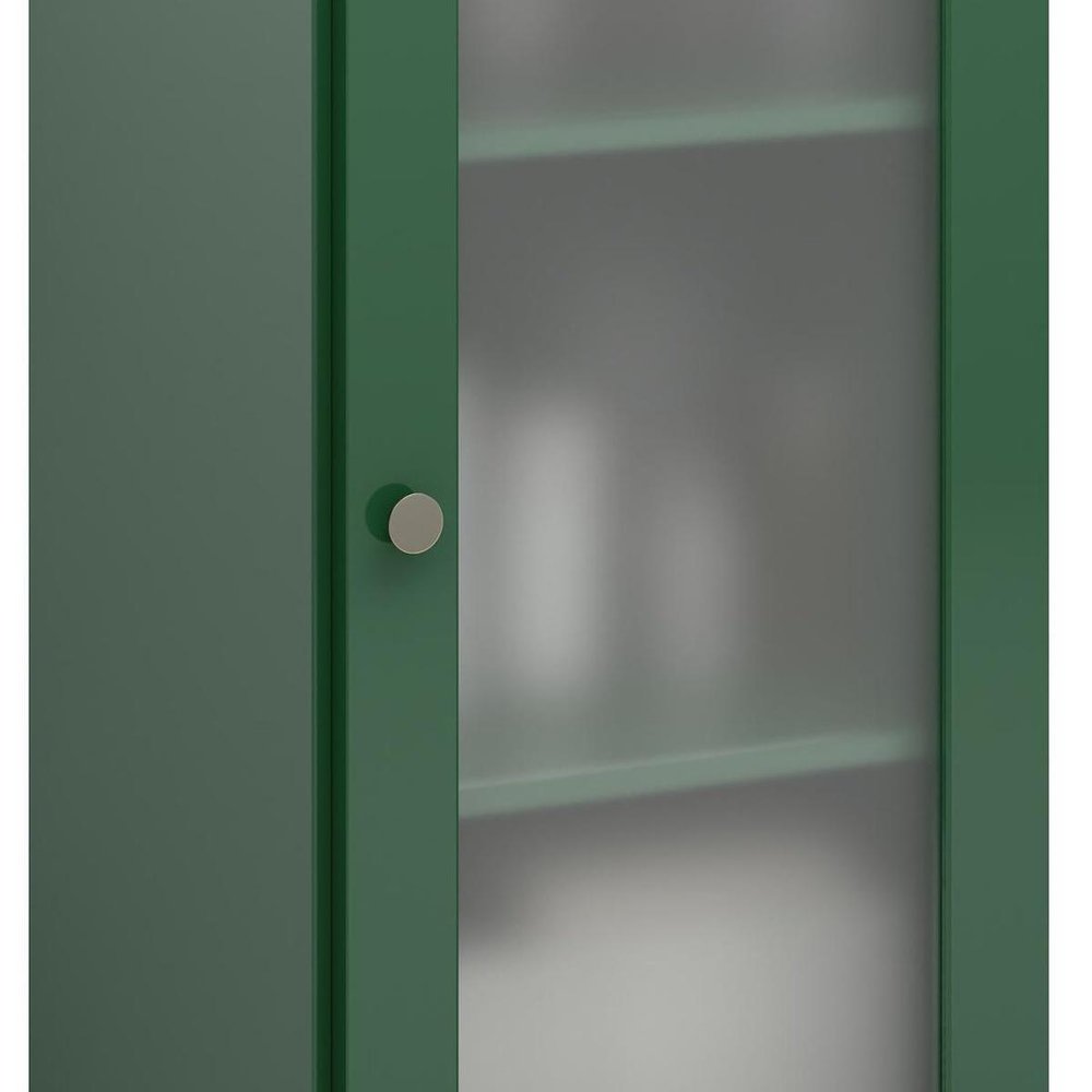 17" Green Solid Wood Glass Panel Inlay Single Door Linen Cabinet — view 5