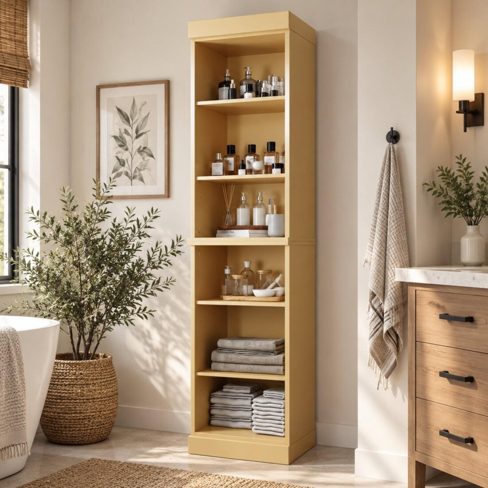 17" Yellow Solid Wood Linen Cabinet HomeRoots