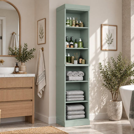 17" Sage Solid Wood Linen Cabinet HomeRoots