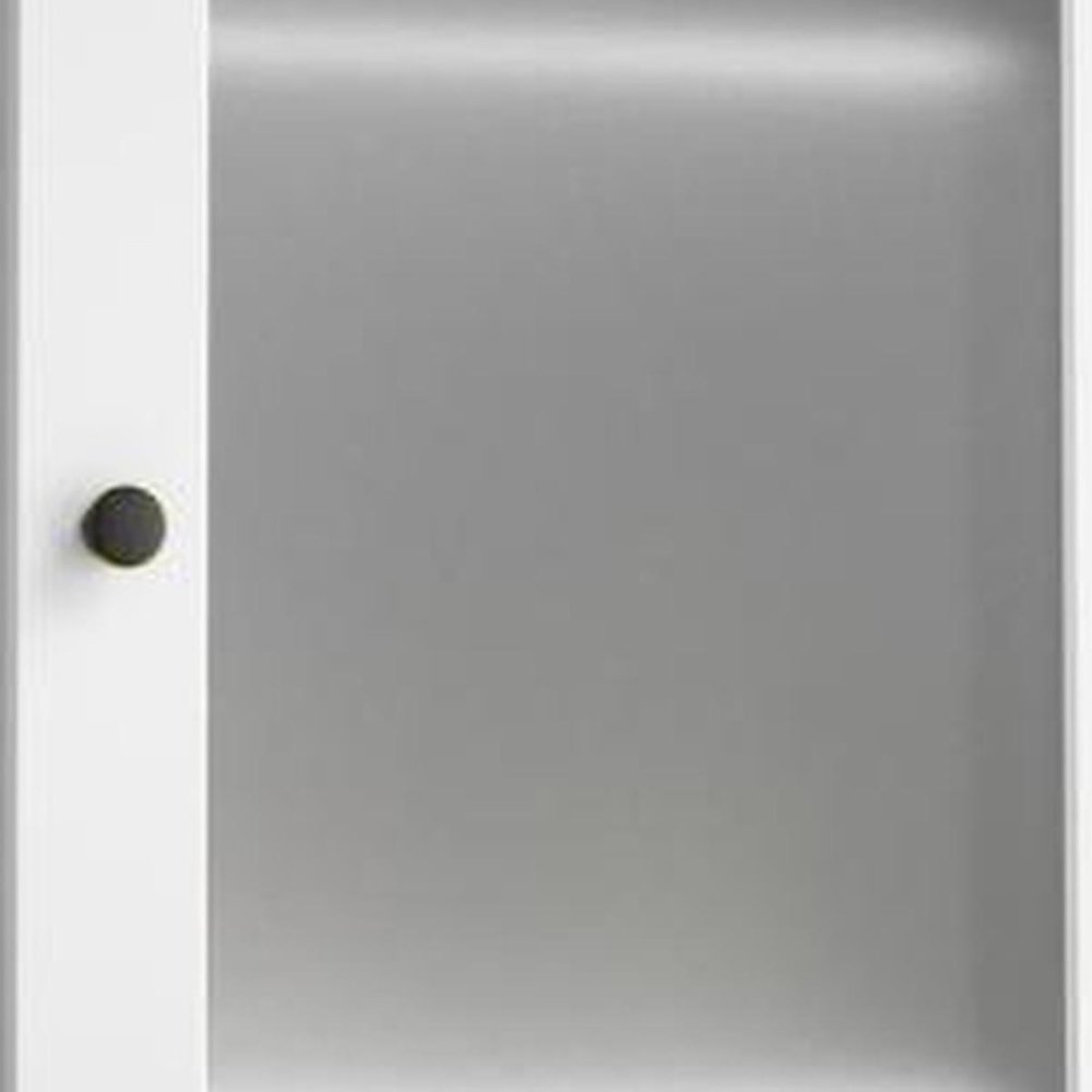 17" White Solid Wood Glass Panel Inlay Double Door Linen Cabinet — view 4
