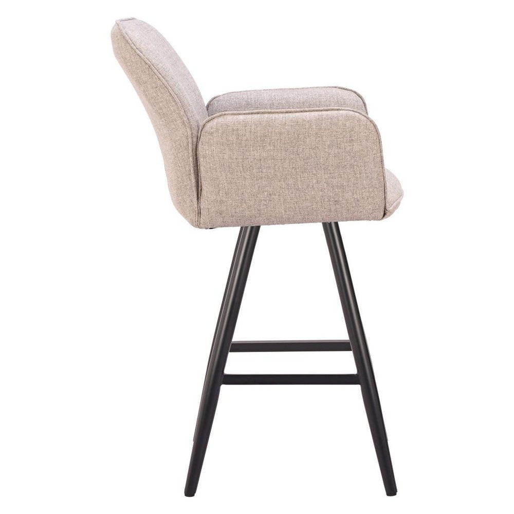 31" Beige Aluminum Swivel Outdoor Bar Height Chair — view 3