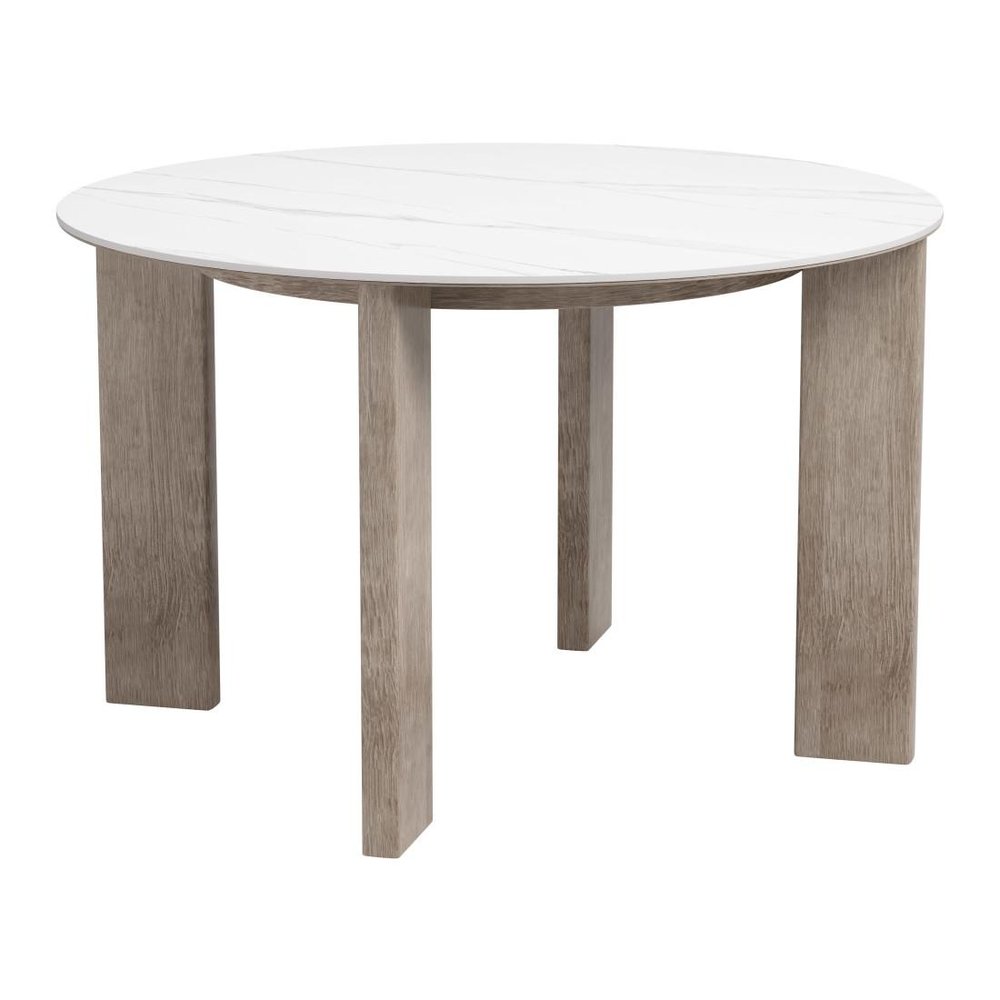 48" White Sintered Stone And Aluminum Round Top Dining Table — view 4