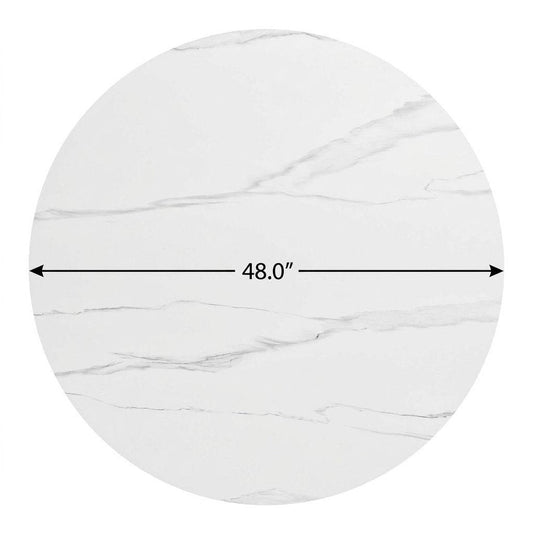 48" White Sintered Stone And Aluminum Round Top Dining Table
