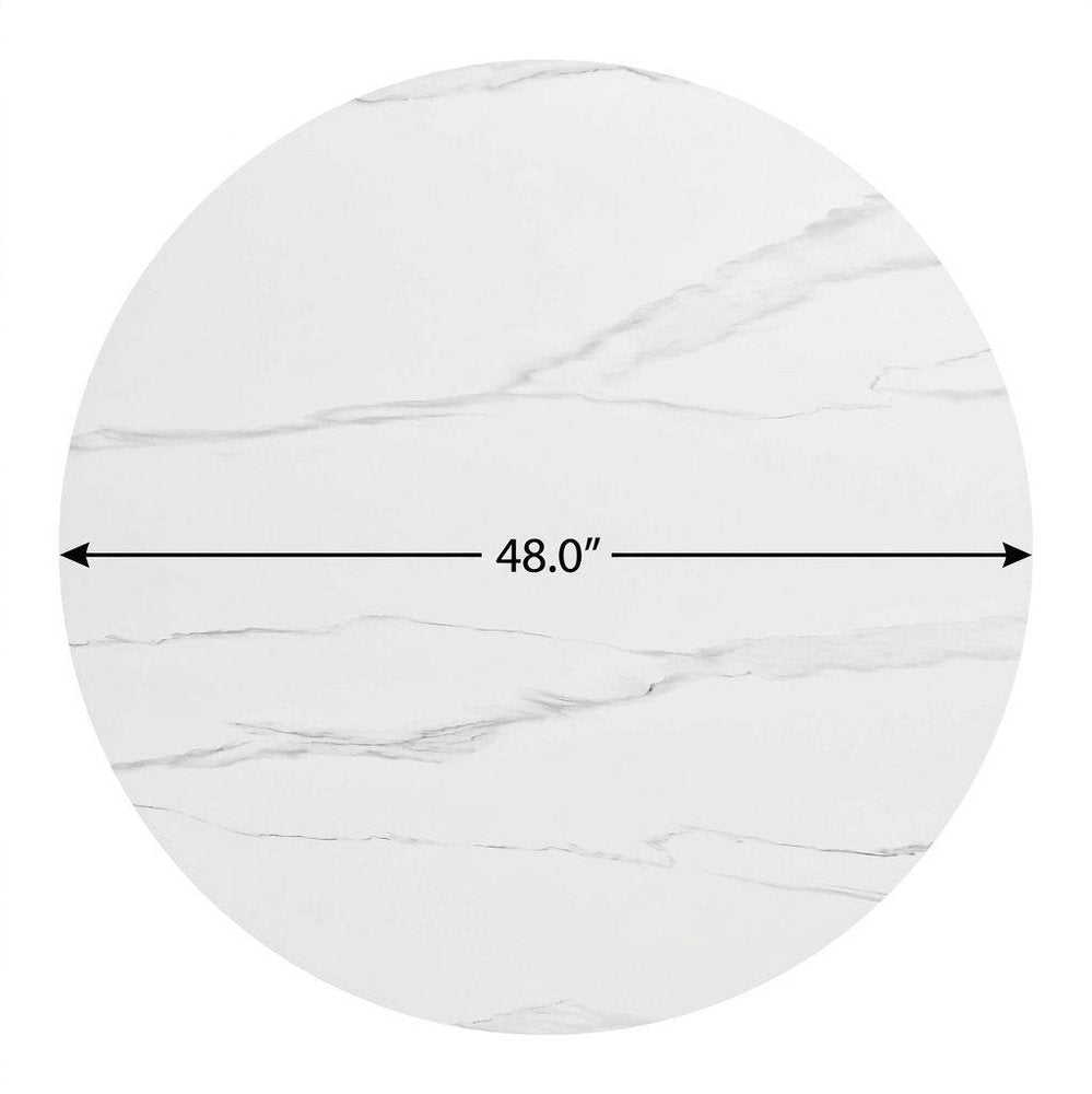48" White Sintered Stone And Aluminum Round Top Dining Table HomeRoots