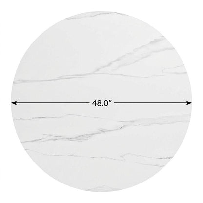 48" White Sintered Stone And Aluminum Round Top Dining Table HomeRoots