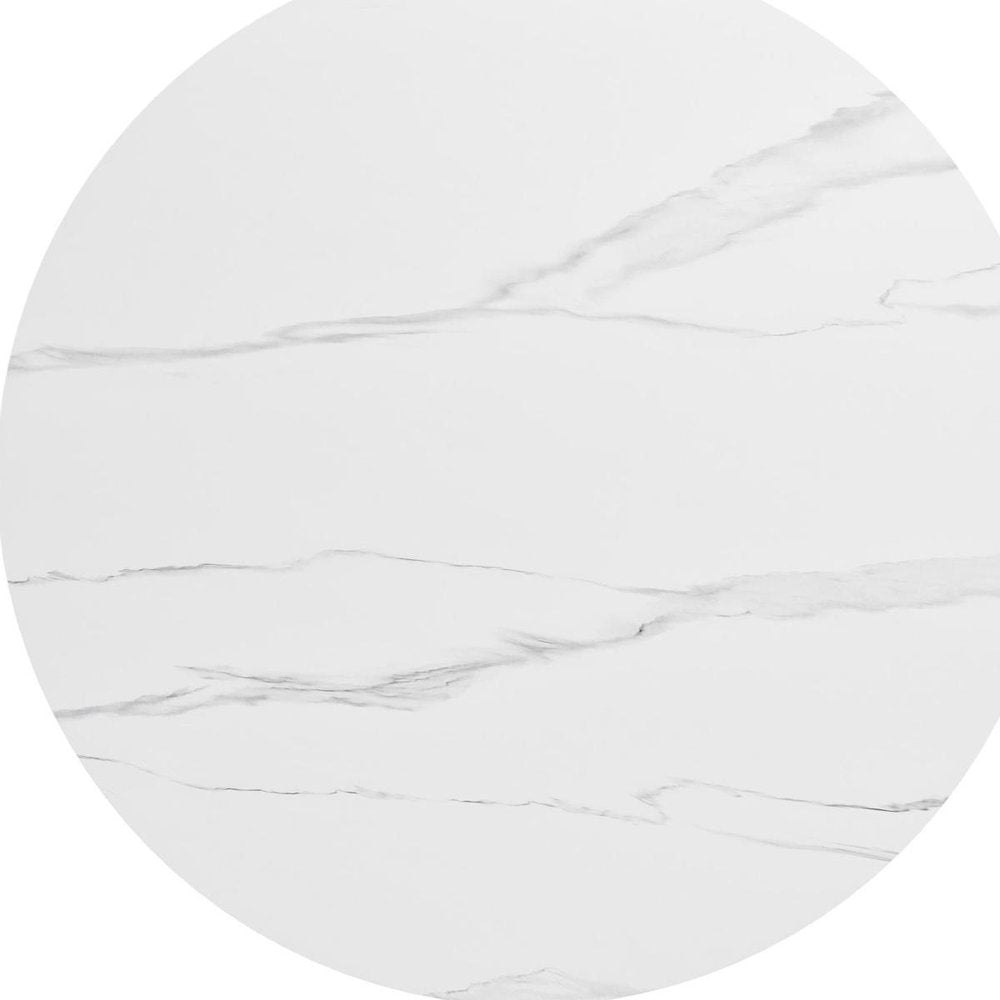48" White Sintered Stone And Aluminum Round Top Dining Table — view 7